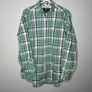 Vineyard Vines Tucker Shirt LS Blue Green Plaid Button Down Shirt Men Size M